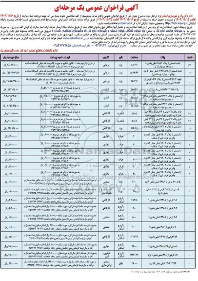 مزایده واگذاری املاک با کاربری درمانی، ورزشی، اداری، کارگاهی، تجاری، صنعتی، تاسیسات و تجهیزات شهری