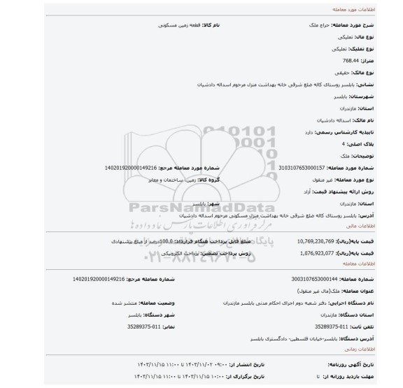 مزایده، ملک