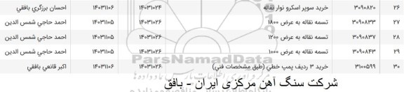 استعلام خرید سوپر اسکرو نوار نقاله