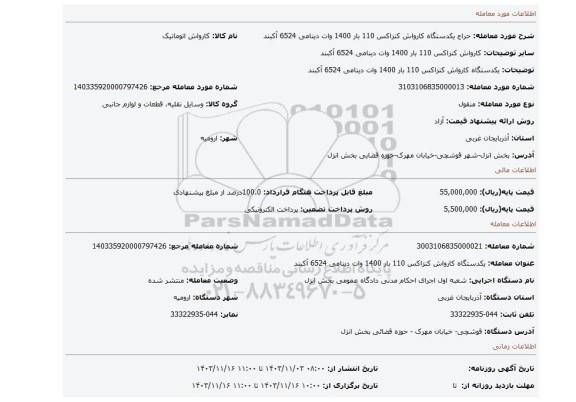مزایده، یکدستگاه کارواش کنزاکس 110 بار  1400 وات  دینامی 6524 آکبند