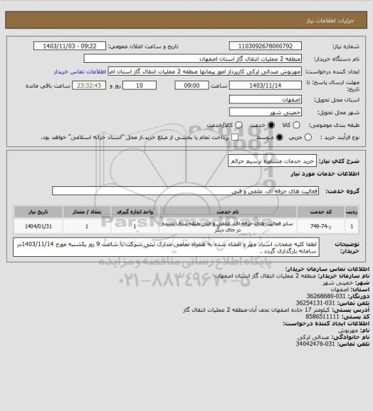 استعلام خرید خدمات مشاوره ترسیم حرائم