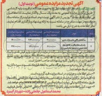 مزایده واگذاری ساختمان کافی شاپ پارک غدیر.. تجدید 