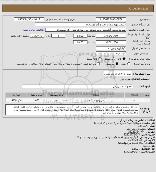 استعلام خرید چراغ ال ای دی تونلی