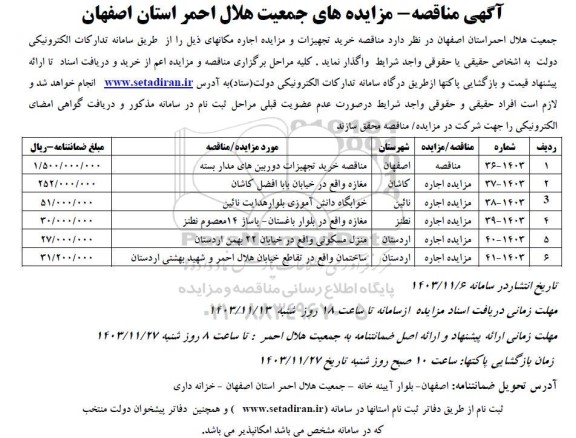 مناقصه و مزایده خرید تجهیزات...