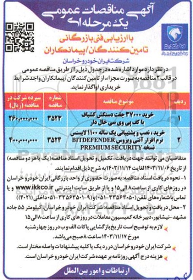 مناقصه خرید 37000 جفت دستکش کشباف با کف پی وی سی خال دار ...