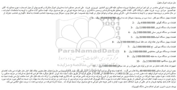 مزایده قطعات چهار دستگاه سیم کش  دست دوم در وضعیت دمونتاژ شده و...