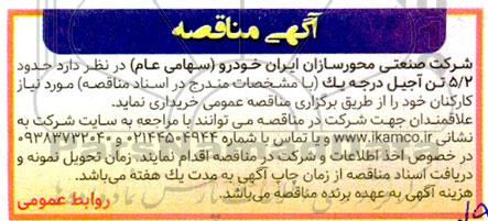 مناقصه خرید حدود 5/2 تن آجیل درجه يک