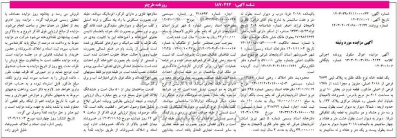 مزایده فروش یک قطعه خانه نوع ملک طلق به پلاک ثبتی 2862 فرعی از 2018 اصلی
