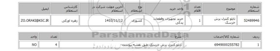 استعلام تابلو کنترل برش خرسک
