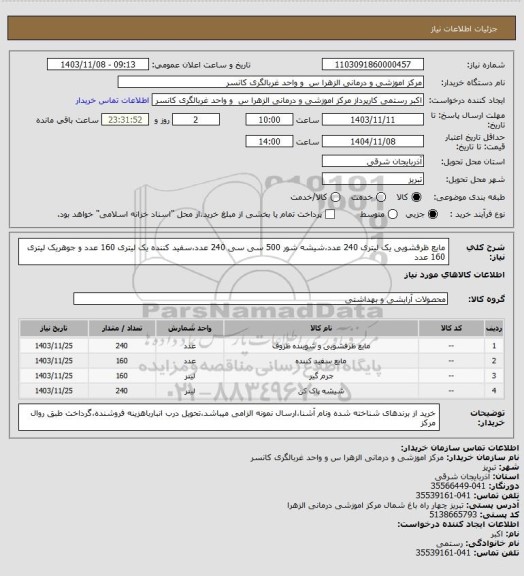 استعلام مایع ظرفشویی یک لیتری 240 عدد،شیشه شور 500 سی سی 240 عدد،سفید کننده یک لیتری 160 عدد و جوهریک لیتری 160 عدد