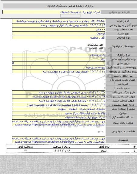 مناقصه, واگذاری کلیه فرآیندهای مرکز سمیع