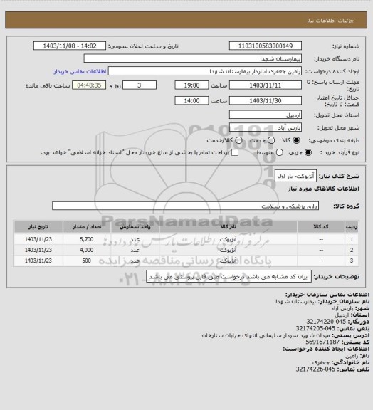 استعلام آنژیوکت- بار اول