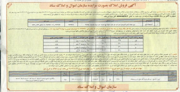 مزایده یکصد و بیست و ششمین مزایده املاک و مستغلات 
