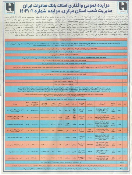 مزایده عمومی واگذاری املاک