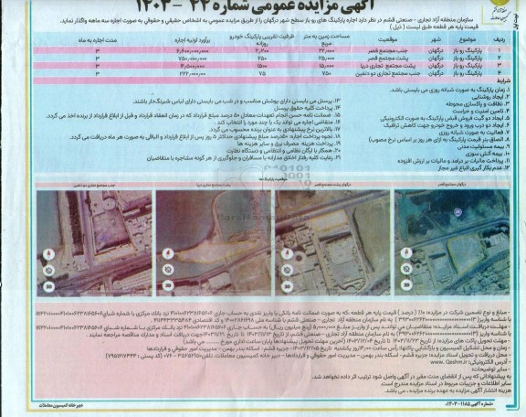 مزایده اجاره پارکینگهای رو باز سطح شهر
