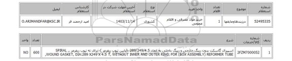 استعلام درزبندهاوعایقها