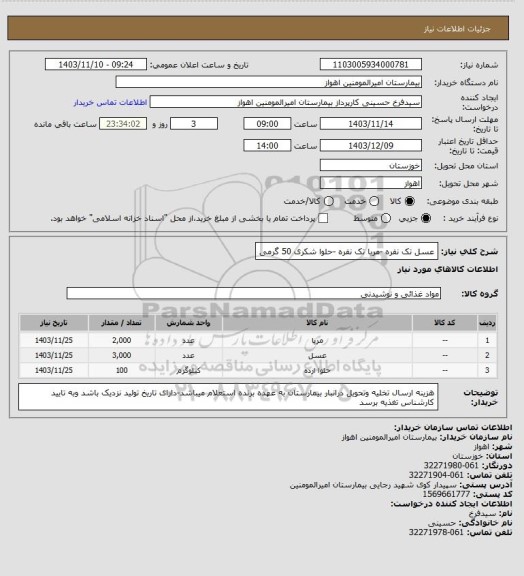استعلام عسل تک نفره -مربا تک نفره -حلوا شکری 50 گرمی