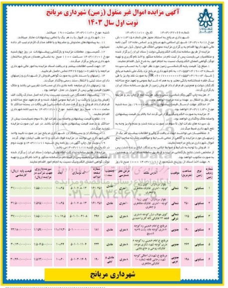 مزایده املاک با کاربری مسکونی