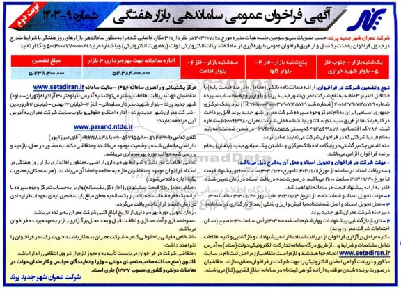 آگهی فراخوان عمومی ساماندهی بازار هفتگی- نوبت دوم