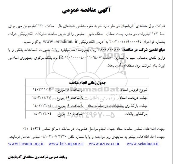 مناقصه خرید مقره بشقابی شیشه ای بال - ساکت 120 کیلونیوتن...