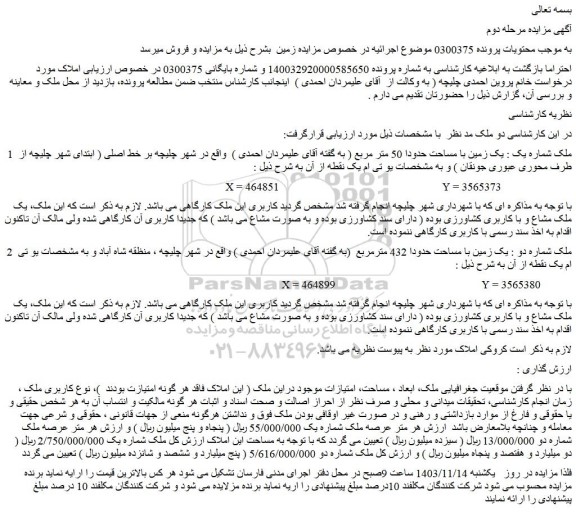مزایده یک زمین با مساحت حدودا 50 متر مربع