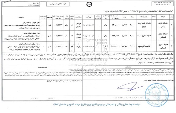 مزایده ضایعات فلزی واگنی ...