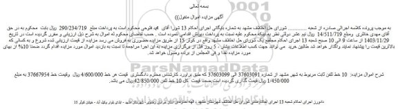 مزایده 10 خط تلفن ثابت مربوط به شهر مشهد