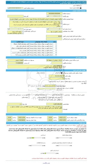 مناقصه، مناقصه عمومی همزمان با ارزیابی (یکپارچه) یک مرحله ای تهیه، ساخت، حمل و نصب تابلوهای هشدار دهنده در مجاورت تاسیسات آبی در سطح استان فارس