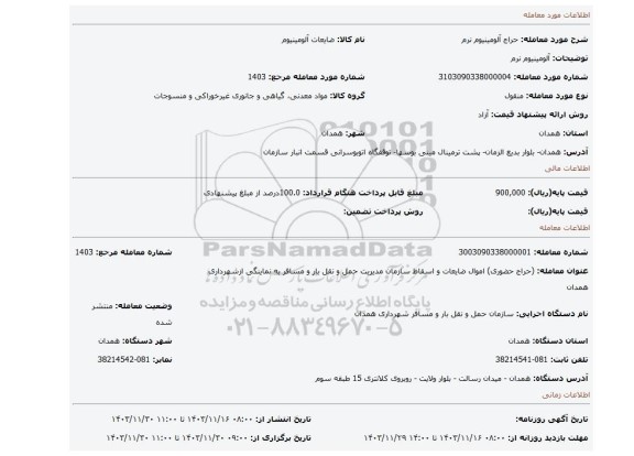 مزایده، آلومینیوم نرم