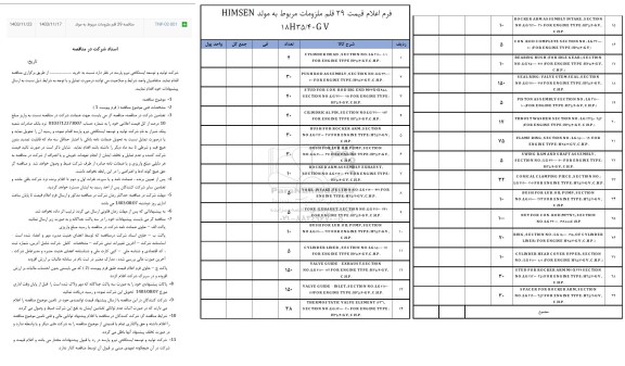 مناقصه 29 قلم ملزومات مربوط به مولد