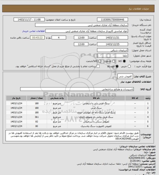 استعلام کفپوش بتنی