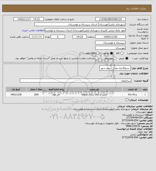 استعلام جدولگذاری معابر سطح شهر