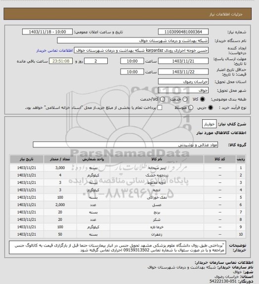 استعلام خواربار