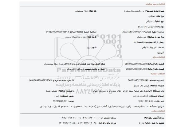 مزایده، فروش مال مشاع