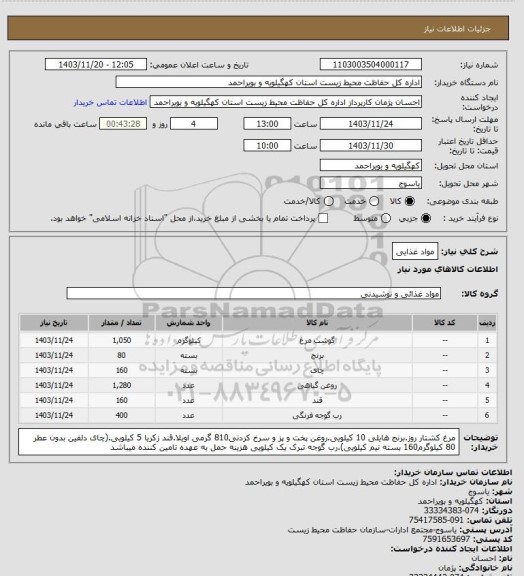 استعلام مواد غذایی