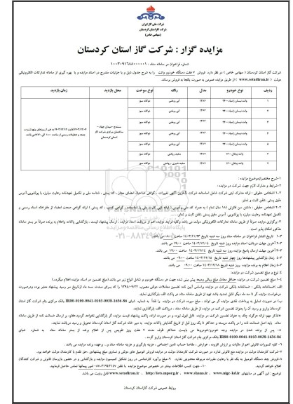 مزایده فروش 7 هفت دستگاه خودرو وانت