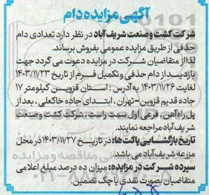 مزایده دام 