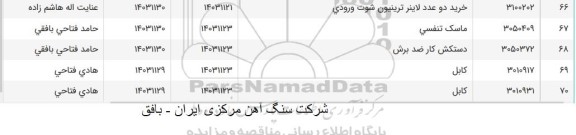 استعلام خرید دو عدد لاینر ترينيون شوت ورودي و...