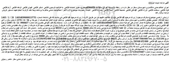 مزایده فروش اراضی کشاورزی