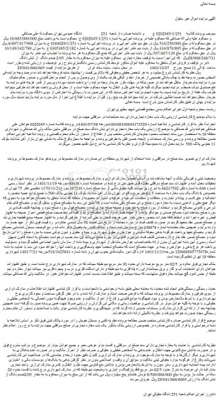 مزایده یک باب مغازه تجاری دارای سند صلحنامه در سرقفلی