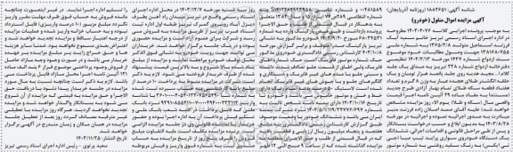مزایده یک دستگاه خودروی سواری پراید تیپ صبا