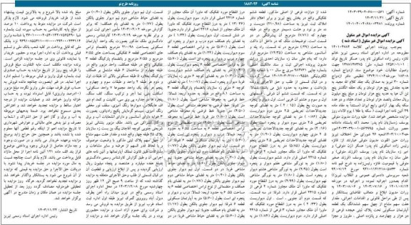 مزایده ششدانگ یک قطعه اپارتمان مسکونی تحت پلاک ثبتی هیجده فرعی از دو هزار و چهارصد و پانزده اصلی 