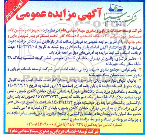مزایده عمومی تجیهزات و ماشین آلات مستعمل خود شامل 20 دستگاه کشنده... - نوبت دوم
