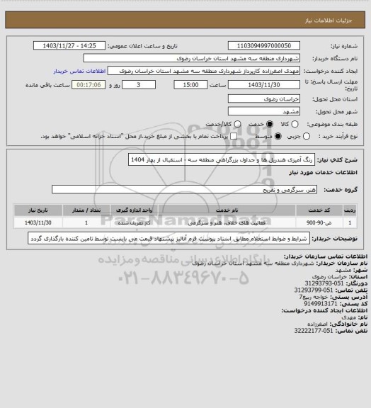 استعلام رنگ آمیزی هندریل ها و جداول بزرگراهی منطقه سه - استقبال از بهار 1404
