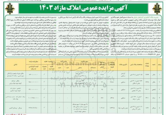 مزایده عمومی املاک مازاد