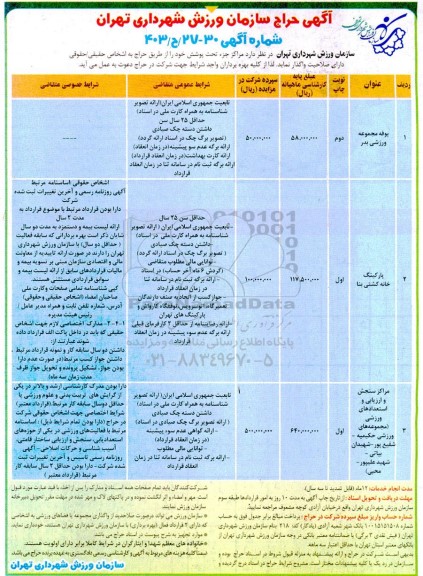 حراج واگذاری بوفه مجموعه ....