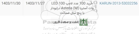 استعلام خرید 100 عدد لامپ 100 LED وات آستریا (M)