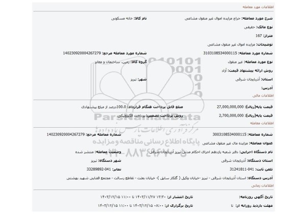 مزایده، مزایده اموال غیر منقول مشاعی