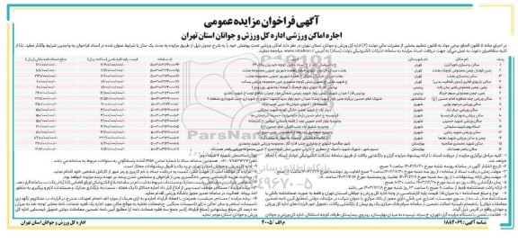 مزایده اجاره اماکن ورزشی