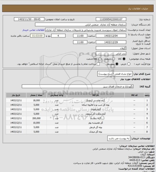 استعلام انواع نشاء فصلی (شرح پیوست)